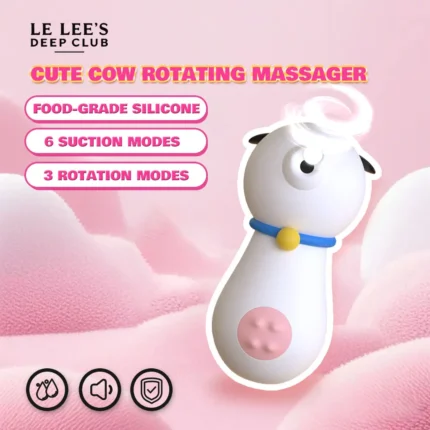 Cute Cow Rotating Massager Food Grade Silicone Powerful Adjustable Speeds Play