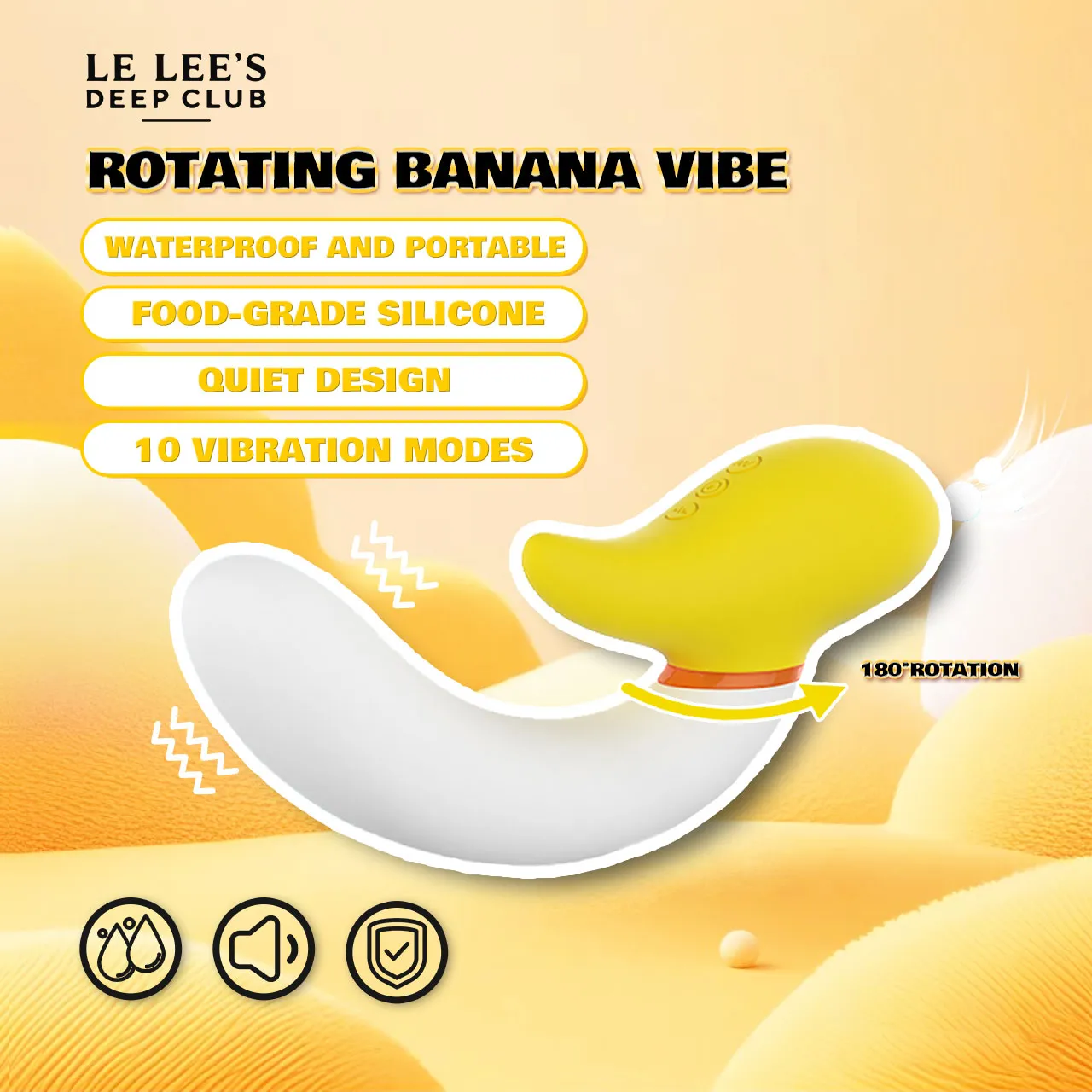 0036 rotating banana vibrator IPX7 waterproof ultra quiet flexible silicone